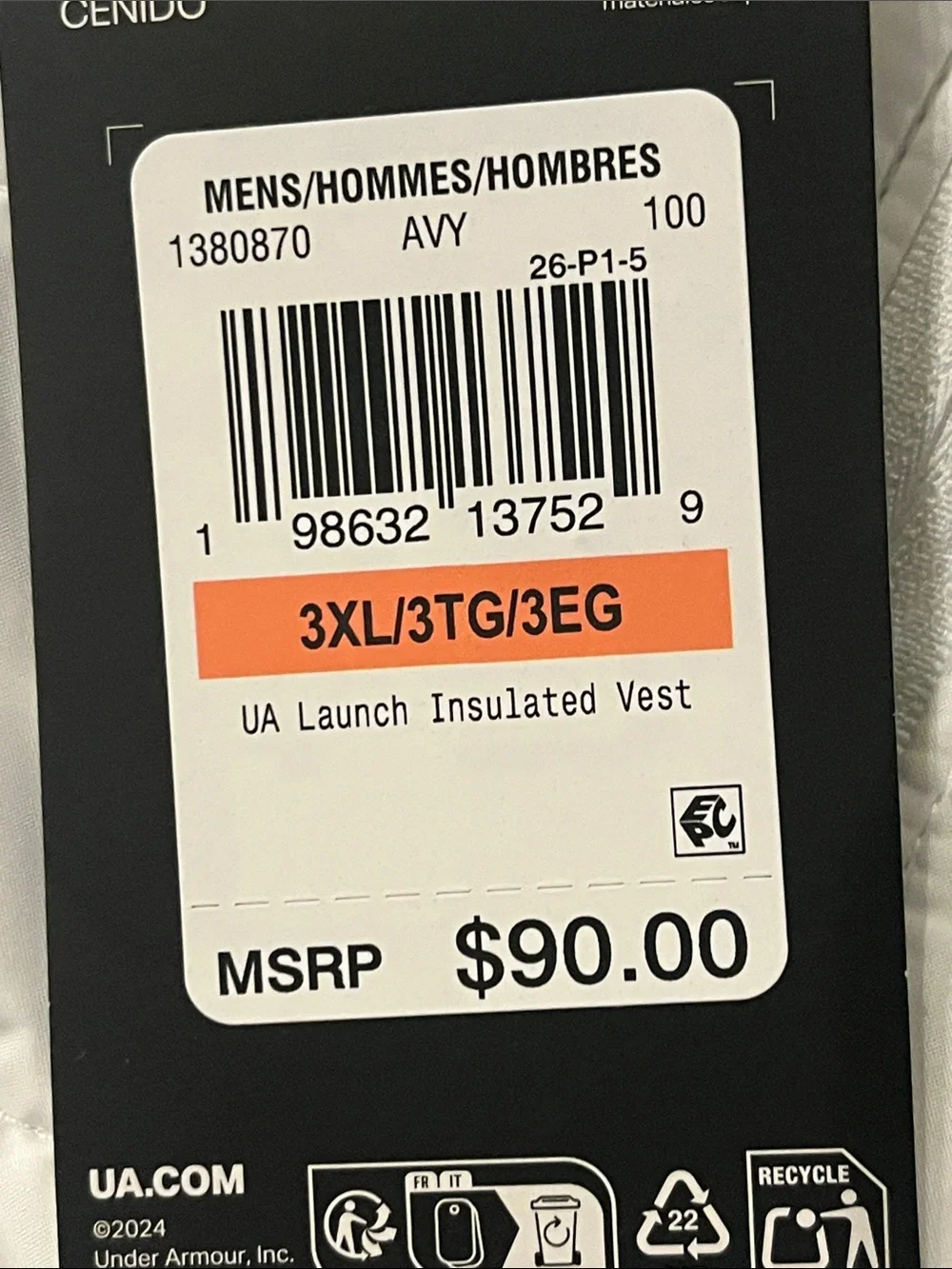 Under Armour Launch Insulated Lightweight Vest New white Mens Size 3XL - Picture 6 of 6